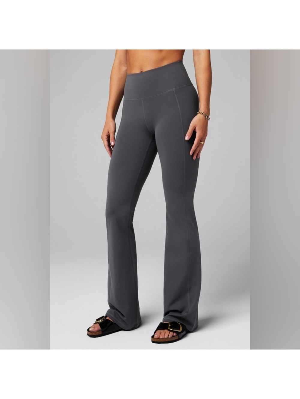 Fabletics PureLuxe Women Gray High Rise Flare Yoga Pants Leggings Medium Approx
